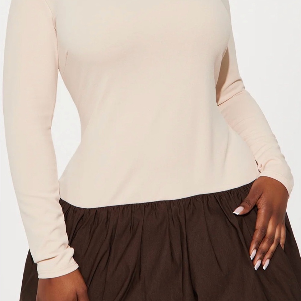 NWT| Fashion Nova Cream and Brown Mini Dress